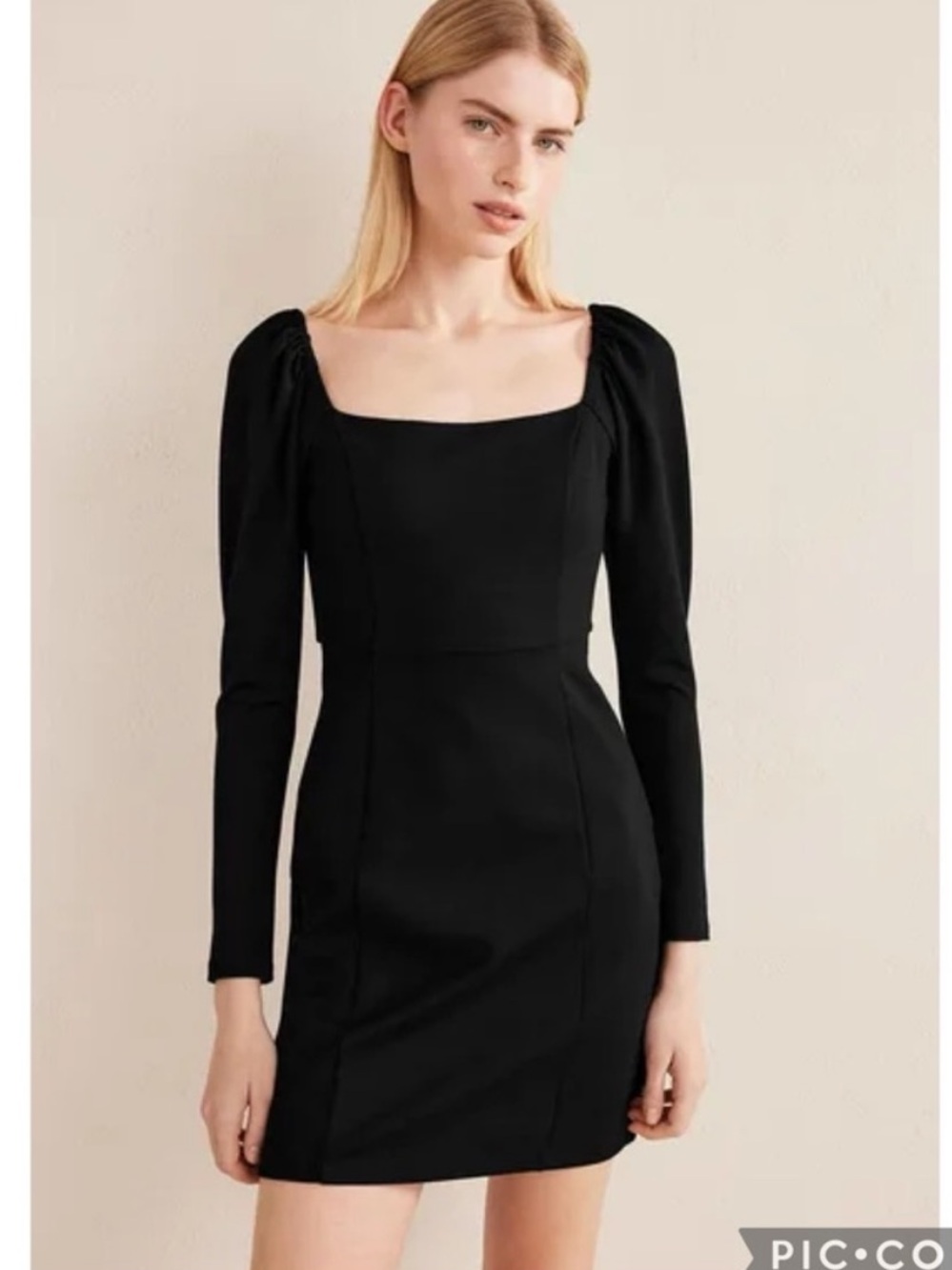 Boden NWT Black Whimsigoth Square Neck Mini Dress US Size 8 Long